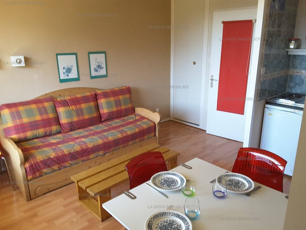 Studio cabine 4 personnes - Appartement Le Rey YER22 - Plan Peisey