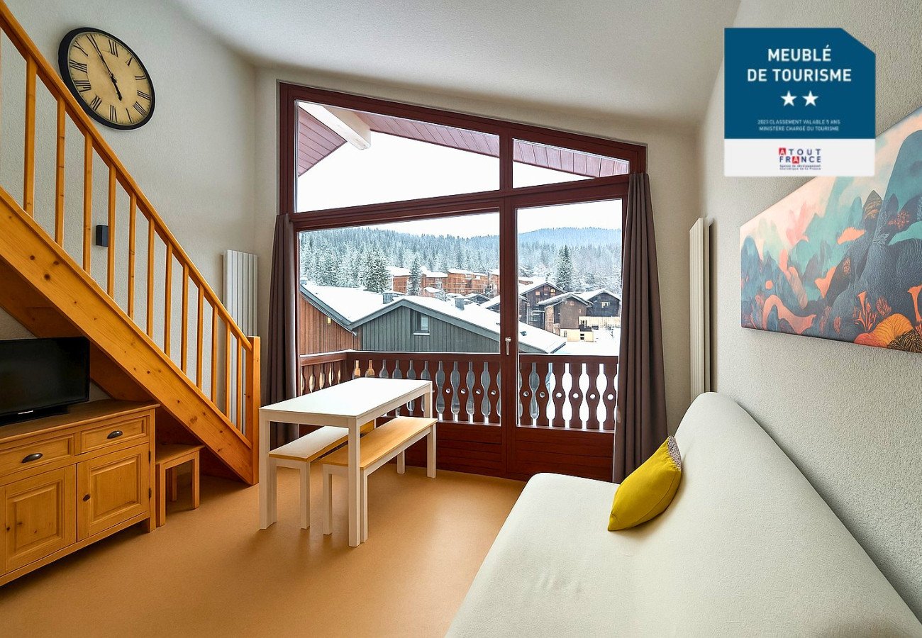 2 pièces 6 personnes vue montagne et vue pistes de ski et vue piscine - Appartement Les Eterlous N°44 - 2P6 - Morillon 1100 Les Esserts